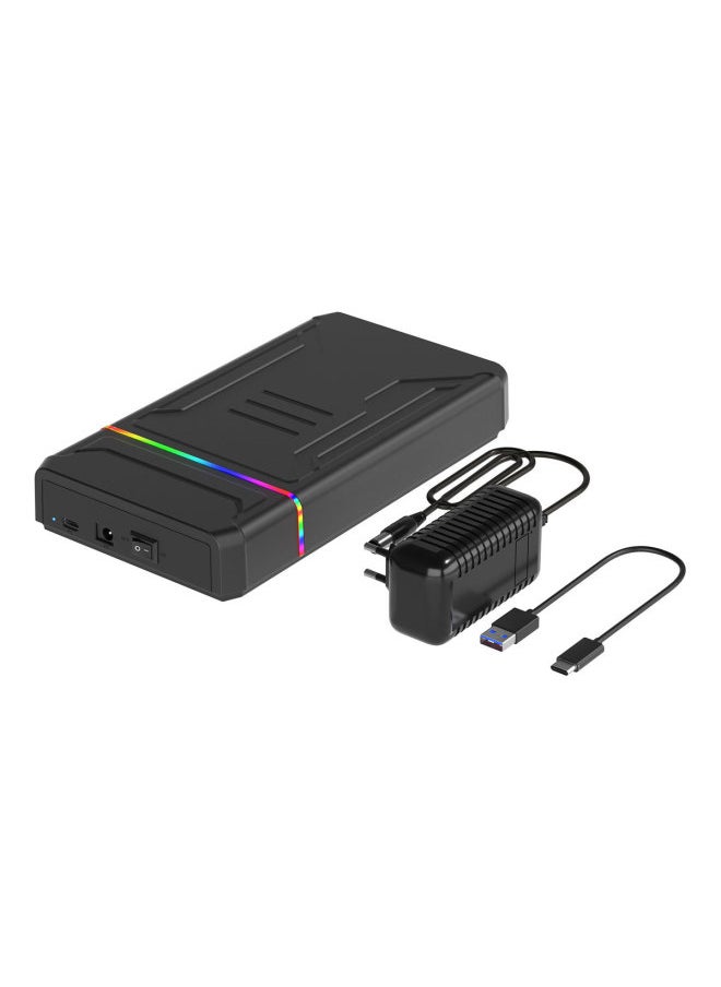 Generic Mobile Hard Disk Box 3.5/2.5 Inch TYPE-C External Box Laptop External Hard-Color:D49 (with European Power Supply) 12v 2a, Data Cable A=c 80cm, 5gbps  - Image 1