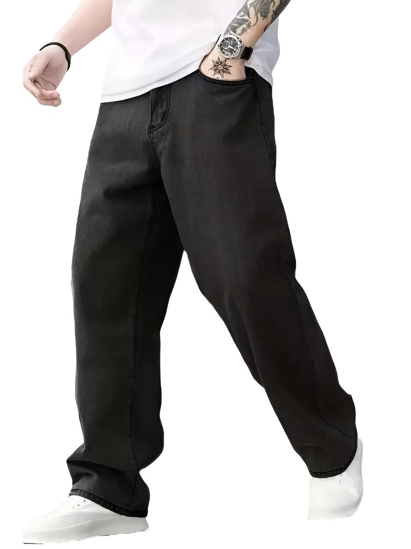 Ben Martin Black Men Jeans || Baggy Fit Jean's for Man || Loose Fit High Rise Denim || Stretchable Casual Wear Jean,s || Dance Rap Rapping Style Pant for Men || Denim Cotton Jeans 34 (0) - Image 1