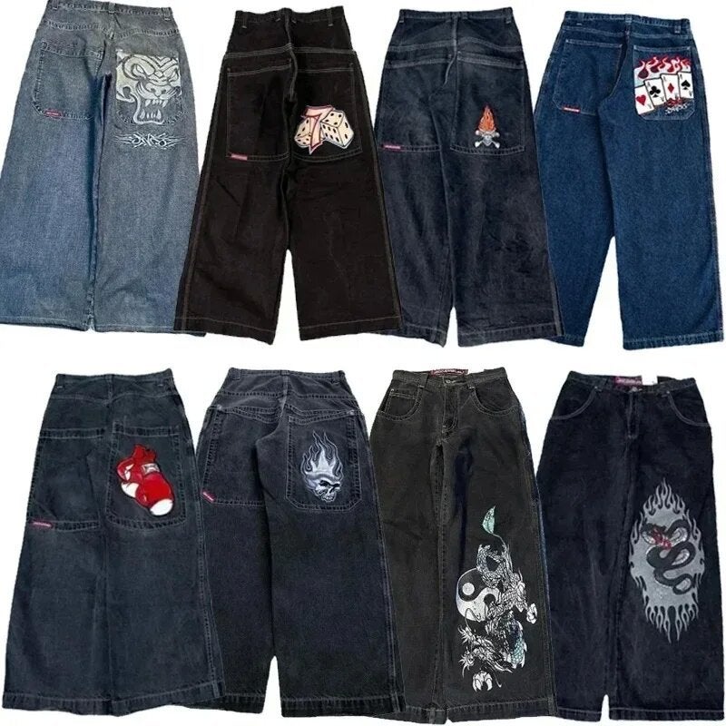 Jnco Y2K Loose Jeans Men'S Pattern Hip Hop Street Harajuku Men'S Wide Leg Pants - Image 1
