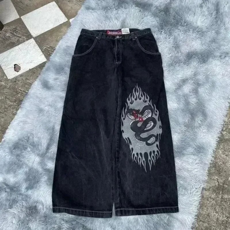 Jnco Y2K Loose Jeans Men'S Pattern Hip Hop Street Harajuku Men'S Wide Leg Pants - Image 3