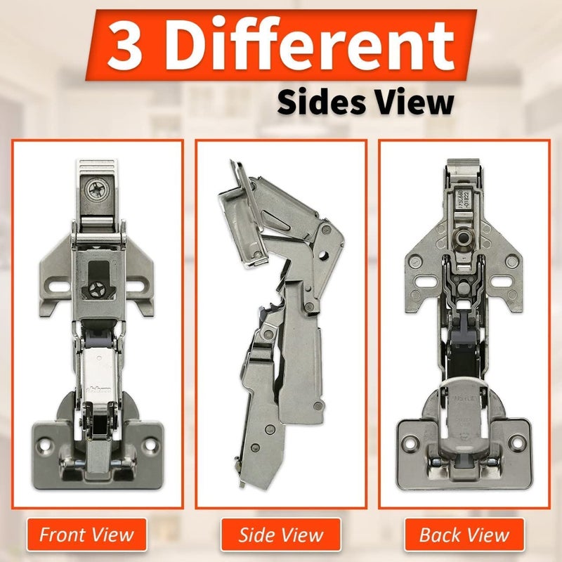 Blum 170 Degree (B71T655) Cabinet Hinges Bundle â€“ Pack of 2 Full Overlay Self Close Door Face Frame Nickel Hinges with Bumpers & 8 Screws Lazy Susan Corner Cabinet Hinges Concealed European Hinges - Image 3