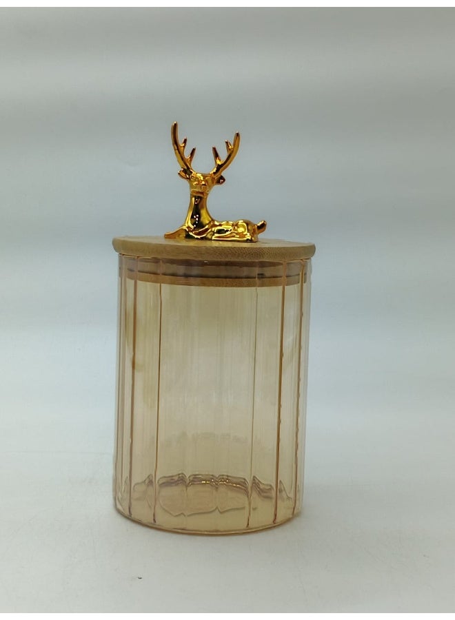 Genaric عبوة زجاجية كهرمانية أنيقة مع غطاء غزال ذهبي