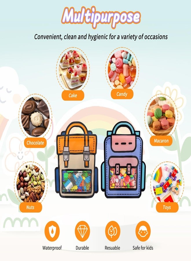 EONSUI 30PCS Plastic Goodie Bags with Handles for Birthday, Party, Wedding, Reusable Bulk Gift Wrapper for Candy, Snacks, Chocolate,Sandwich - Image 4