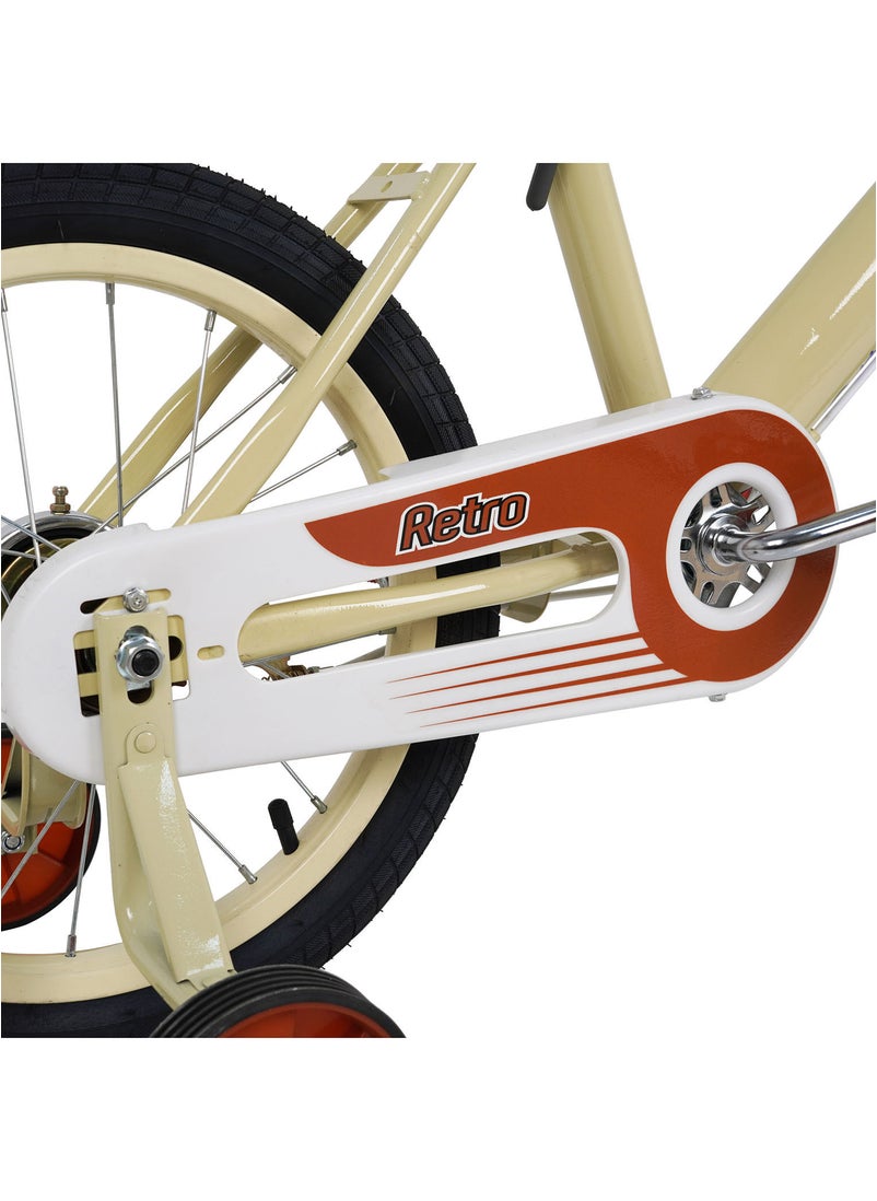 MOGOO Kids Retro Classic Style Vintage Basket Road Bike With Training Wheels For 5-8 Years 16 Inch Beige  - Image 3