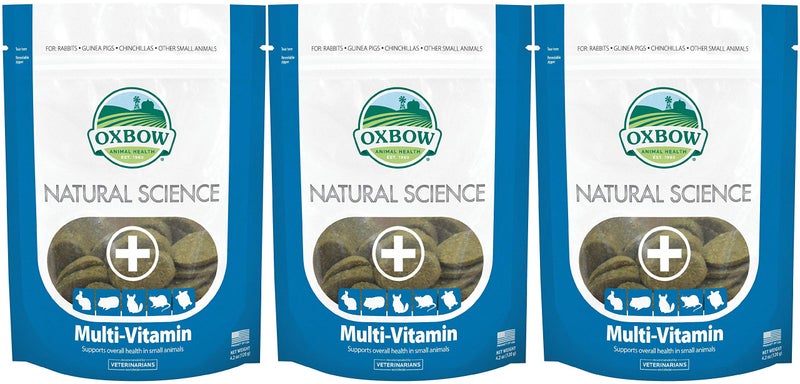 Oxbow Natural Science Multi-Vitamin, High Fiber Supplement for Rabbit & Guinea Pig, Made with Timothy Hay, Multi-Pet Households, Omega 3 & 6 Fatty Acids, Made in USA, 4.2 oz Bag, 3 Pack