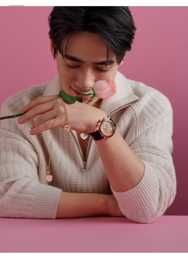 شوبارد 18 قيراطا ذهب وردي سعيد الماس قلادة القلب هدية قلادة - Image 4