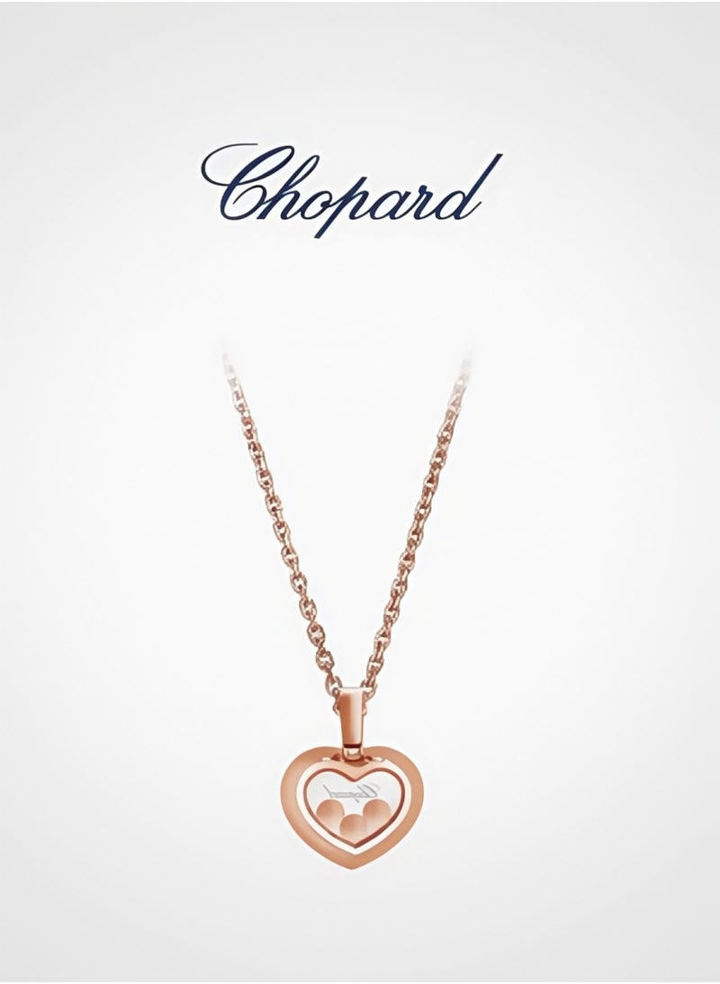 شوبارد 18 قيراطا ذهب وردي سعيد الماس قلادة القلب هدية قلادة - Image 2
