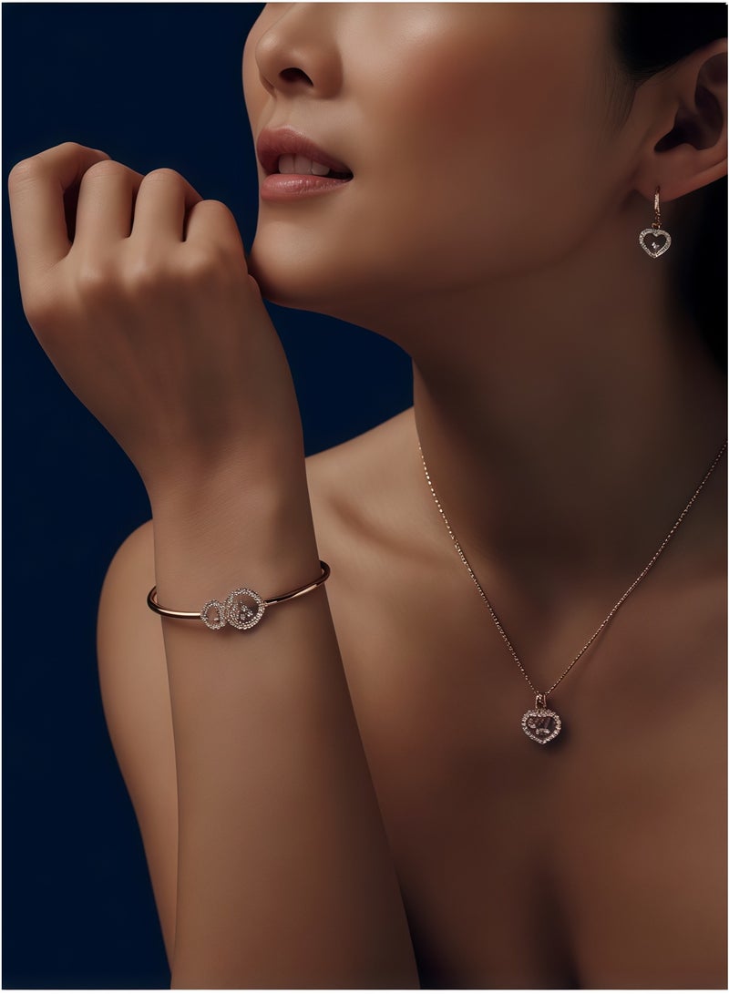 شوبارد 18 قيراطا ذهب وردي سعيد الماس قلادة القلب هدية قلادة - Image 3