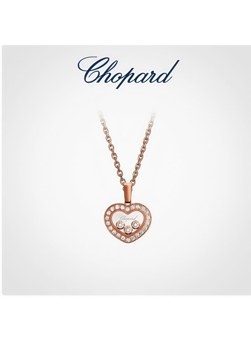 شوبارد 18 قيراطا ذهب وردي سعيد الماس قلادة القلب هدية قلادة - Image 1