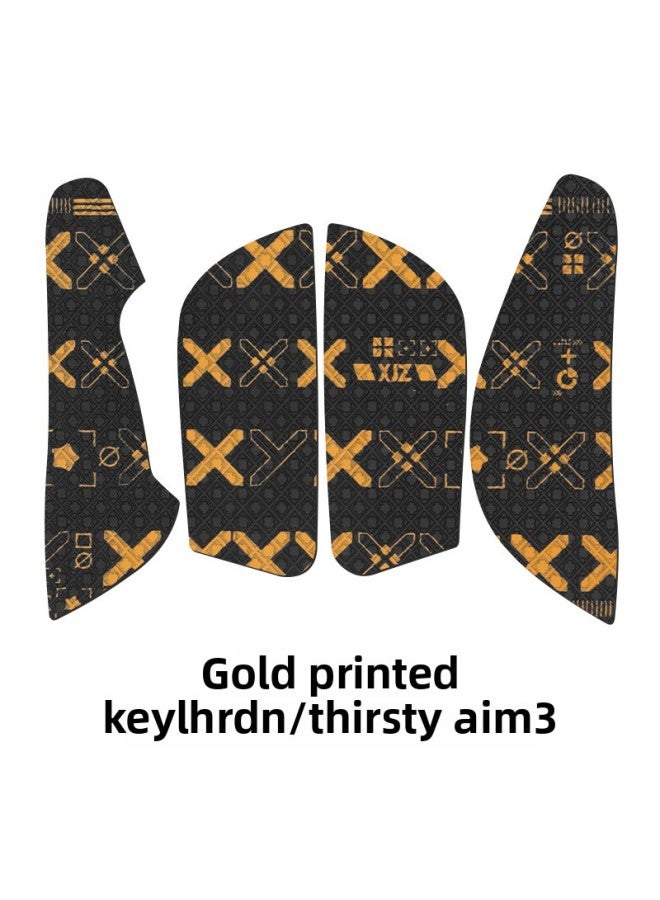 Suitable For Keychron M3 Mouse Anti-slip Sticker Sweat-absorbent Sticker Thirsty M3 Key Protection Side Skirt Sticker Back Sticker-Color:[half Pack] Black Gold Printed Mouse Sticker  - Image 1
