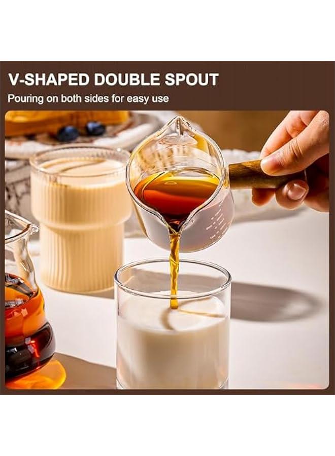 Espresso Cups with Handle set of 2, Double Spout Glass Measuring Cup with Dual Scale, Espresso Shot Glass with V-Shaped Mouth, Clear Glass Espresso Accessories 3.5OZ - Image 3