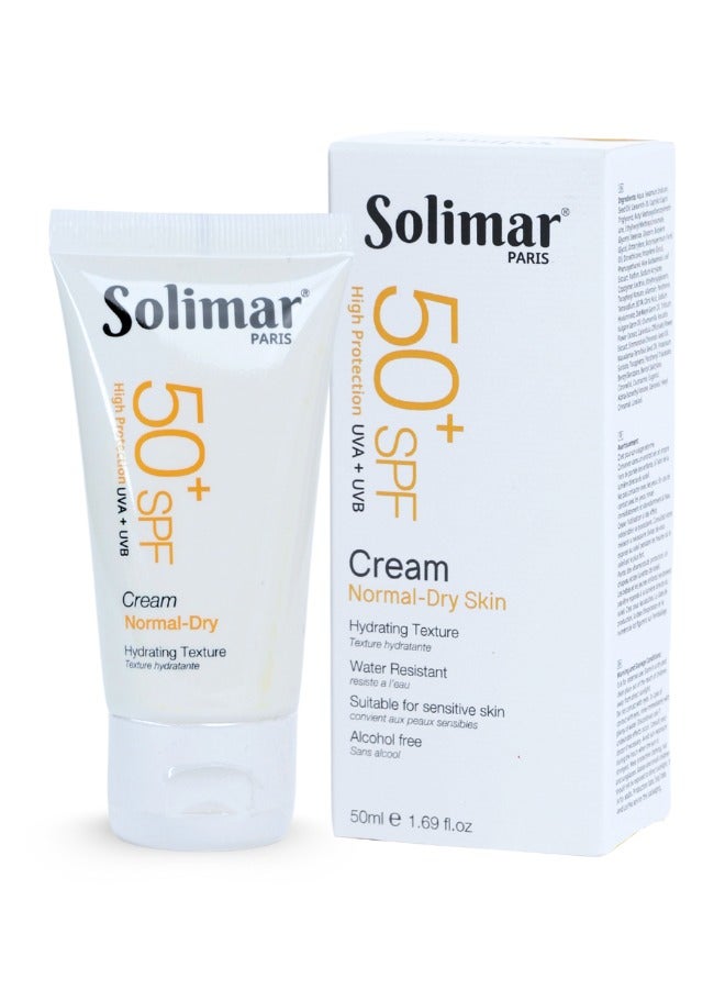 Solimar Paris Sun Block SPF 50+ Cream 50ml - for Normal to Dry Skin, No White Cast or Residue, Invisible finish - Image 1