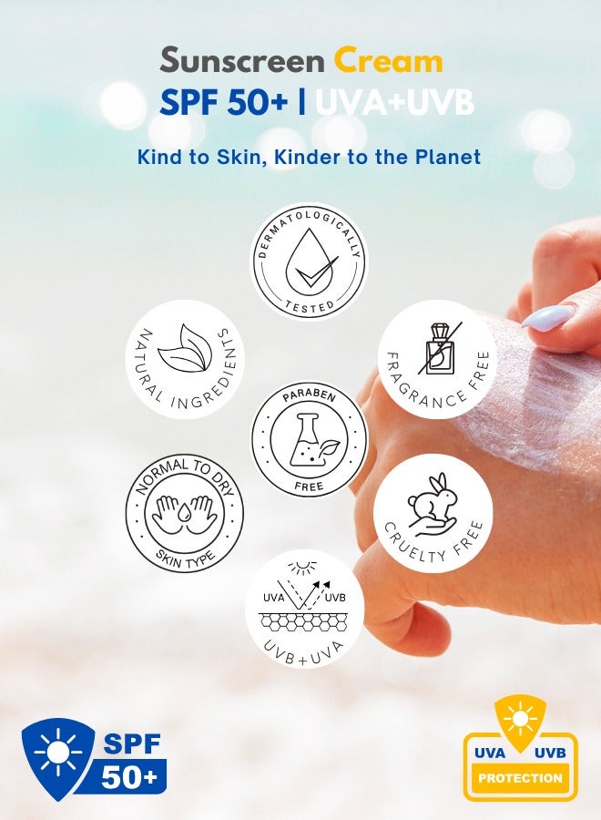 Solimar Paris Sun Block SPF 50+ Cream 50ml - for Normal to Dry Skin, No White Cast or Residue, Invisible finish - Image 3