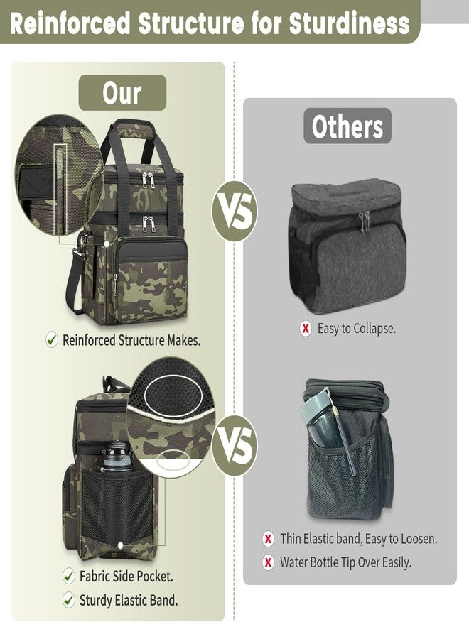holuxer Insulated Lunch Bag & Lunch Box for Men - Double Deck Reusable Lunch Bag for Women Tote Cooler Bag Leakproof Soft Expandable - Large Lunchbox for Work/Adult/Picnic/Outdoor (Camo，15L) - Image 4
