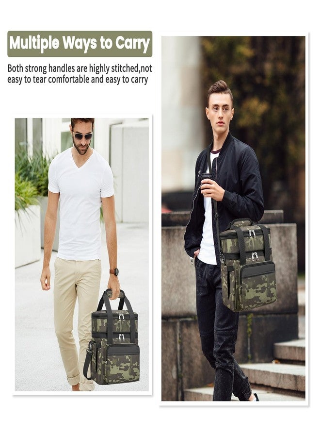 holuxer Insulated Lunch Bag & Lunch Box for Men - Double Deck Reusable Lunch Bag for Women Tote Cooler Bag Leakproof Soft Expandable - Large Lunchbox for Work/Adult/Picnic/Outdoor (Camo，15L) - Image 2