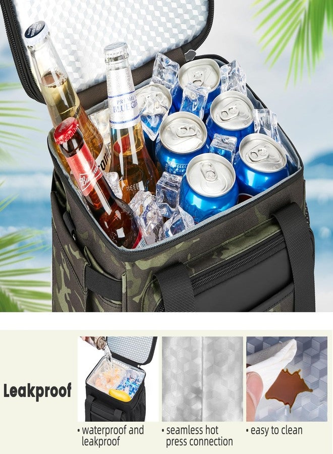 holuxer Insulated Lunch Bag & Lunch Box for Men - Double Deck Reusable Lunch Bag for Women Tote Cooler Bag Leakproof Soft Expandable - Large Lunchbox for Work/Adult/Picnic/Outdoor (Camo，15L) - Image 5