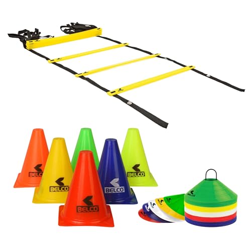 BELCO Sports 9 Inch Cones Pack 6,10 Space Markers and 4 Meter Ladder Agility Combos (Set-1) - Image 1