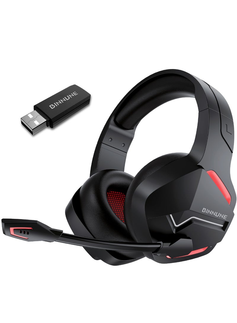 بنيون سماعة ألعاب لاسلكية مع ميكروفون عازل للضوضاء لجهاز الكمبيوتر PS4 PS5، سماعة 2.4G مع ميكروفون للكمبيوتر المحمول - Image 1