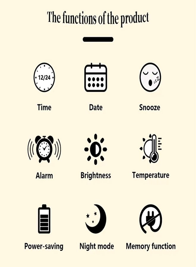 Nispruhay LED Alarm Clock Digital Table Bamboo Surface with Workday Temperature Alert Quartz Desk Clock for Study Room Home Bedroom Kitchen - Image 5