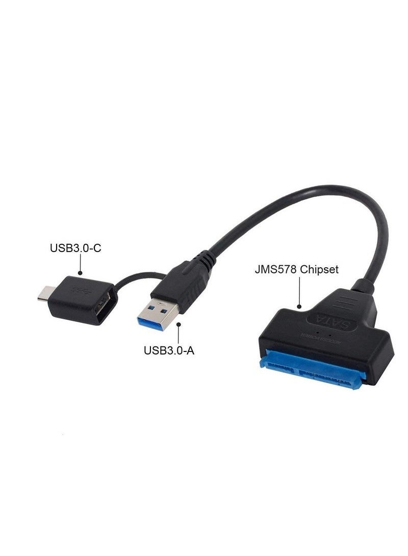 USB 3.0  Type-C 3.0 to SATA Hard Drive Adapter Cable – Dual Interface External HDD/SSD Converter for 2.5/3.5 SATA Drives, Optical Drives – Plug  Play, 5Gbps, LED Indicator, OTG Support, DC Power Port – Compatible with Windows/macOS/Linux - Image 3