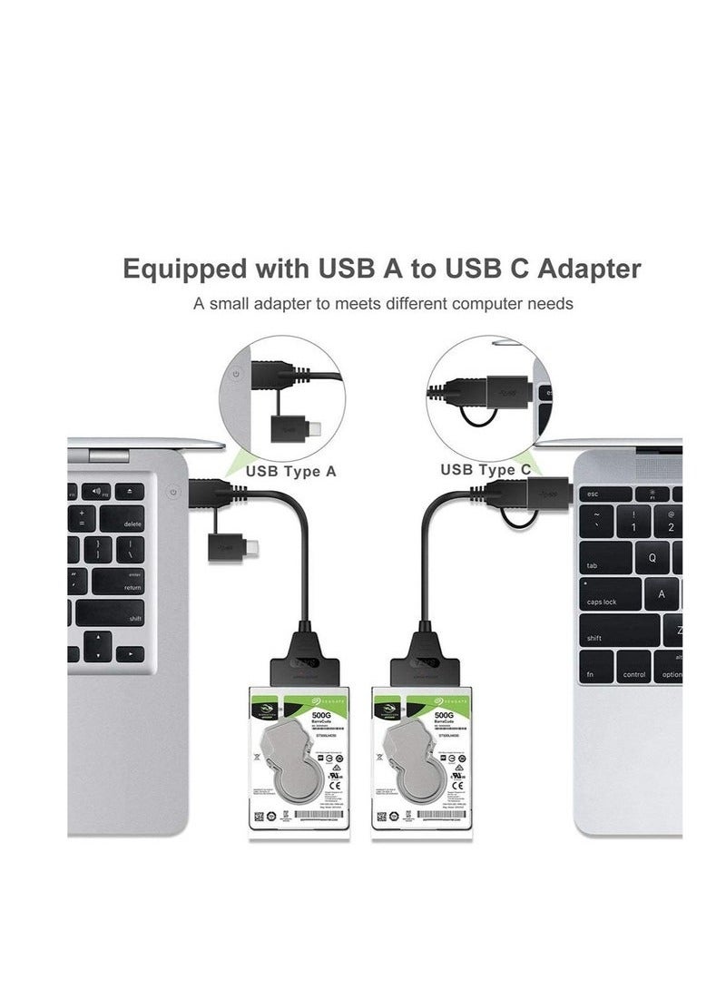 USB 3.0  Type-C 3.0 to SATA Hard Drive Adapter Cable – Dual Interface External HDD/SSD Converter for 2.5/3.5 SATA Drives, Optical Drives – Plug  Play, 5Gbps, LED Indicator, OTG Support, DC Power Port – Compatible with Windows/macOS/Linux - Image 4