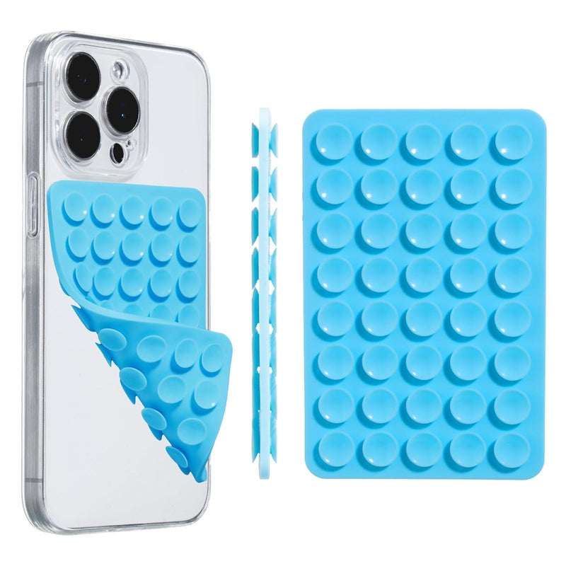 PEUKANU Silicone Suction Cup Phone Mount Double Sided Sticky Phone Grip Backside Sucker for iPhone Android Hippers Grippy Strong Cell Phone Case Accessory Stuff Mirror Stick On (1PCS Blue) - Image 1