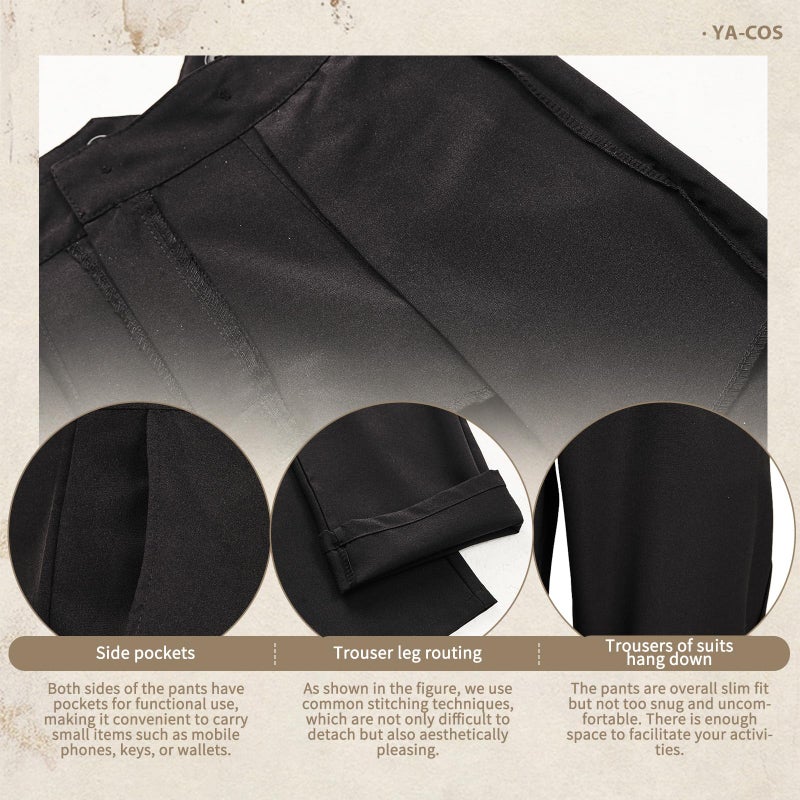 Ya-cos Men Steampunk Pants Classic Victorian Pants Adult Vintage Gothic Trousers Cosplay Costume - Image 4