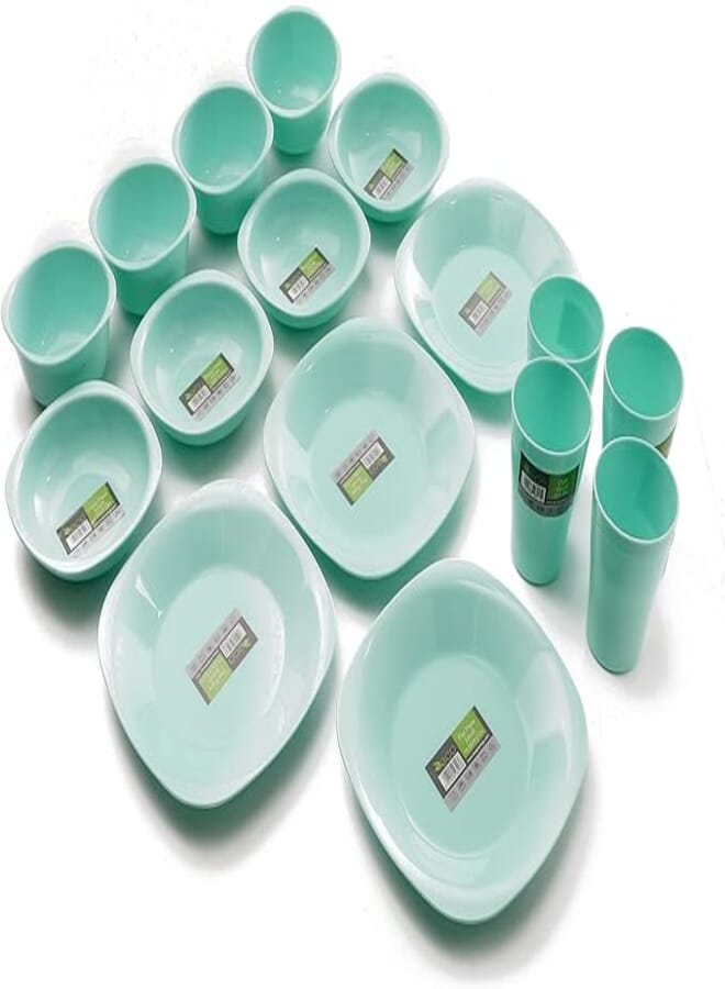 Ecoplast eco PLAST Dinnerware Small Plates Set - 16 Pcs - (Turquoise)