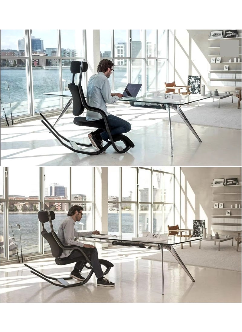 Gravity Balance Chair Four Angles Allowing For Postures Ranging From Kneeling to Fully Reclined Zero Gravity Suspension Multi-functional Casual Single Sofa (Black)