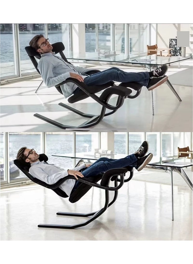 Gravity Balance Chair Four Angles Allowing For Postures Ranging From Kneeling to Fully Reclined Zero Gravity Suspension Multi-functional Casual Single Sofa (Black)