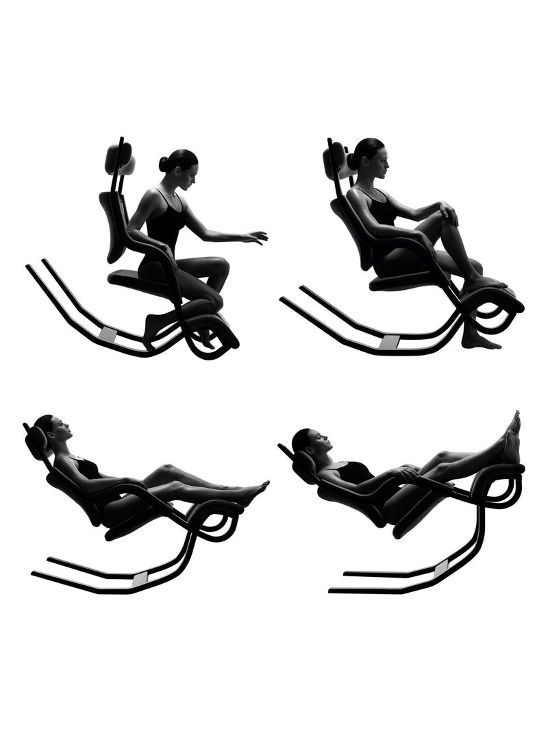Gravity Balance Chair Four Angles Allowing For Postures Ranging From Kneeling to Fully Reclined Zero Gravity Suspension Multi-functional Casual Single Sofa (Black)