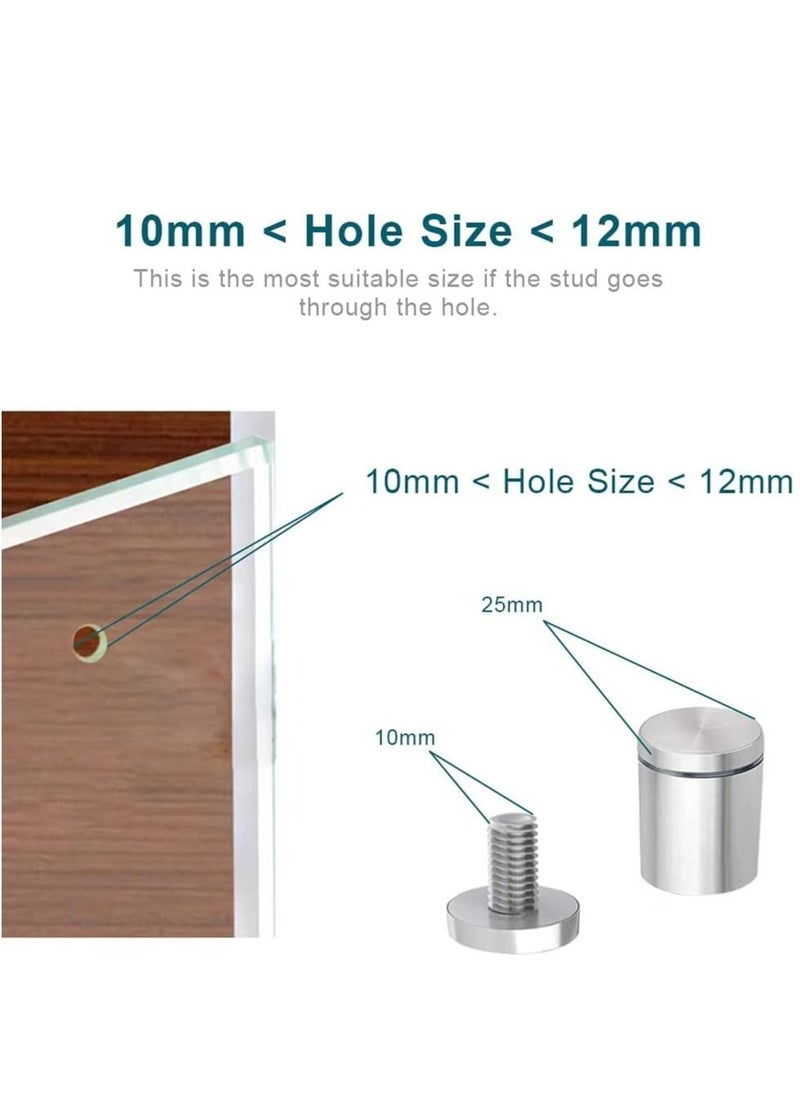 Excefore Stainless Steel Standoff Screws, 20Pcs 25 x 25mm Wall Sign Holders Mounting Glass Hardware for Hanging Acrylic Picture Frame, Advertising Screws Kit  - Image 4