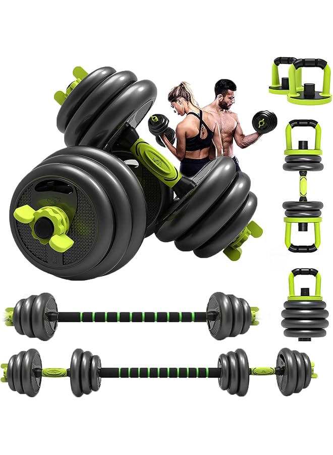 Rovyfota Dumbbells Barbell Set 30Kg With Connecting Rod 6 In1 Dumbbells Barbell Set With Kettlebells Adjustable Dumbbells Set Adjustable Lifting Training Set Body Workout For Men And Women - Image 1