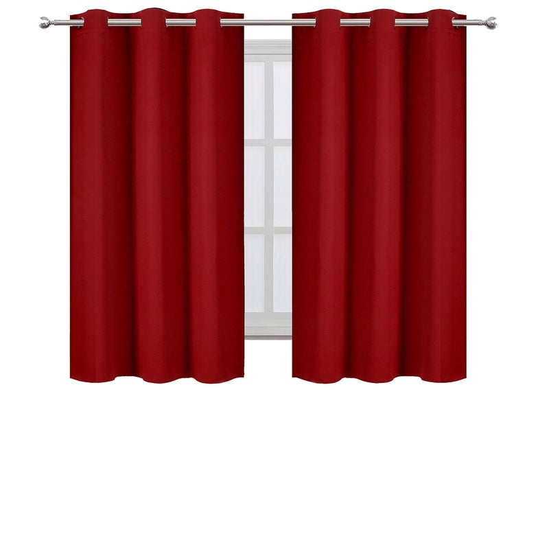 LEMOMO Red Thermal Blackout Curtains/38 x 54 Inch/Set of 2 Panels Room Darkening Curtains for Bedroom - Image 2