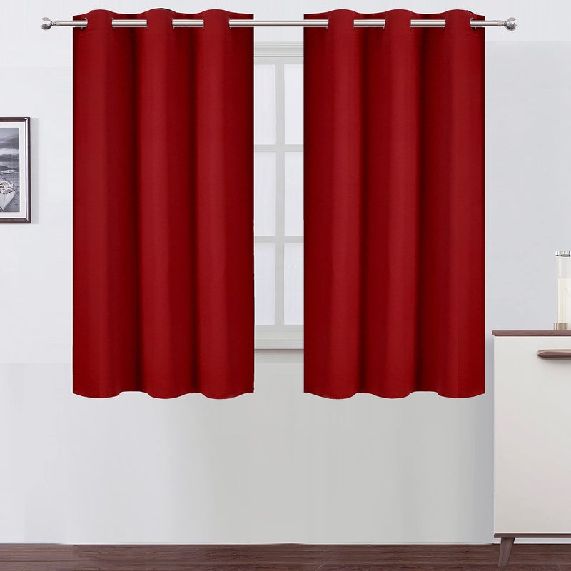 LEMOMO Red Thermal Blackout Curtains/38 x 54 Inch/Set of 2 Panels Room Darkening Curtains for Bedroom - Image 1
