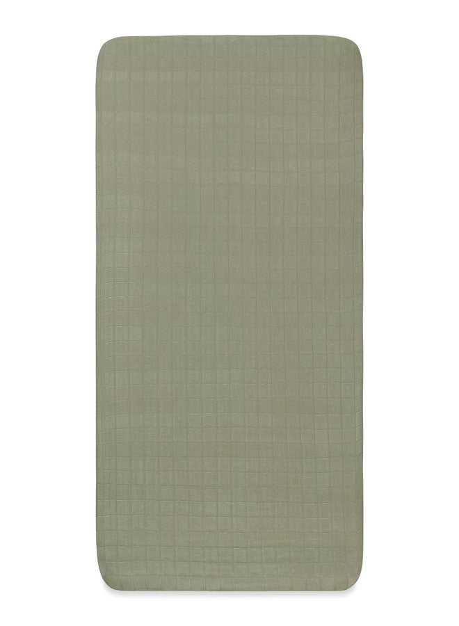 Babyletto 100% Organic Cotton Mini Crib Sheet, GOTS-Certified, Fitted 360°, Ultra-Soft and Breathable Muslin - Matcha Green - Image 4