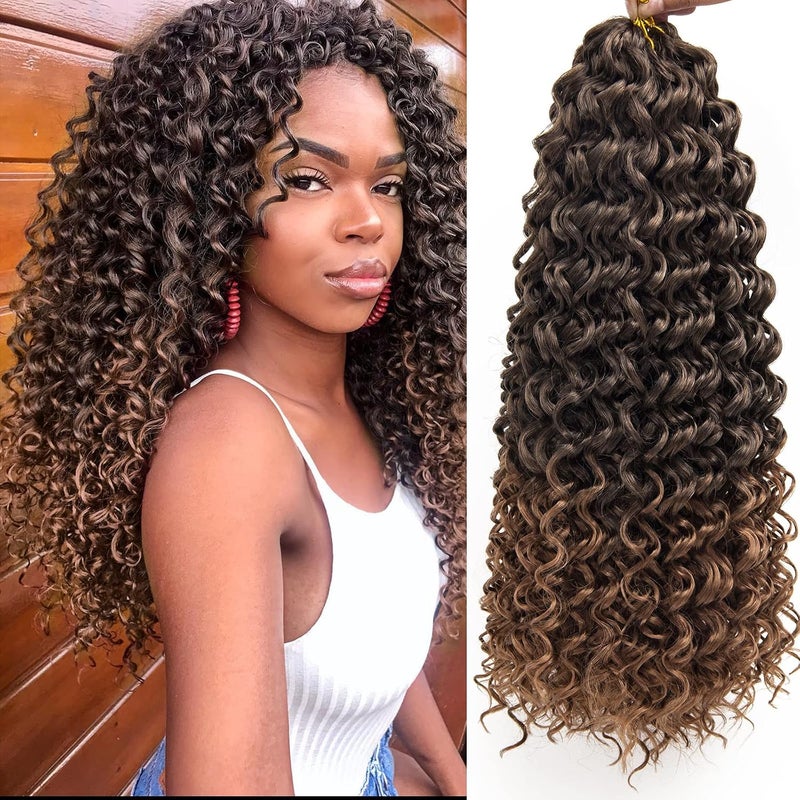 QRHSUKA شعر محبوك بنمط GoGo Curl للنساء، بتموجات مائية وشعر بشري مموج، إضافات شعر صناعية (طول 18 بوصة، عبوة تحتوي على 6 قطعات)، اللون T1B/30 - Image 1