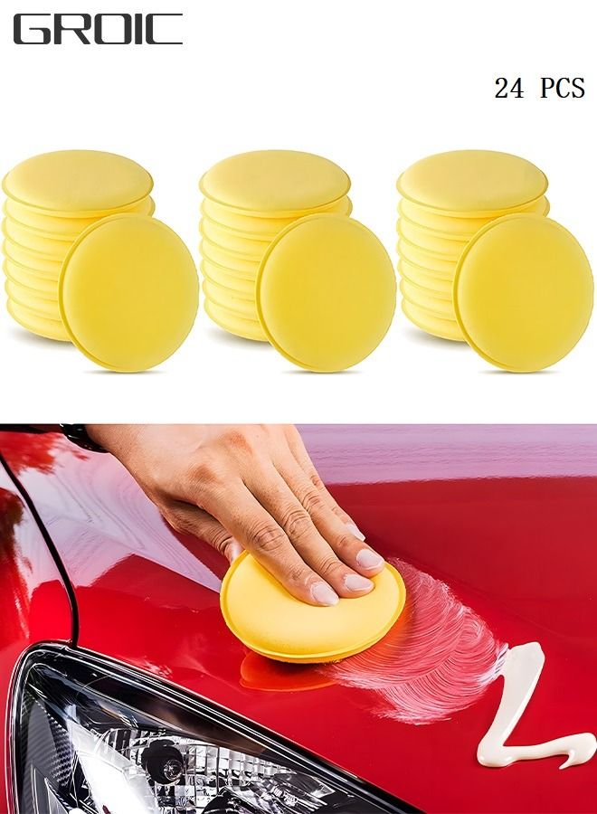 GROIC 24 Pcs 4” Wax Foam Applicator Pad, Round Sponge Cleaning Pads Pad Microfiber Detailing Car Polishing Waxing Sponge, Polyurethane - Image 1