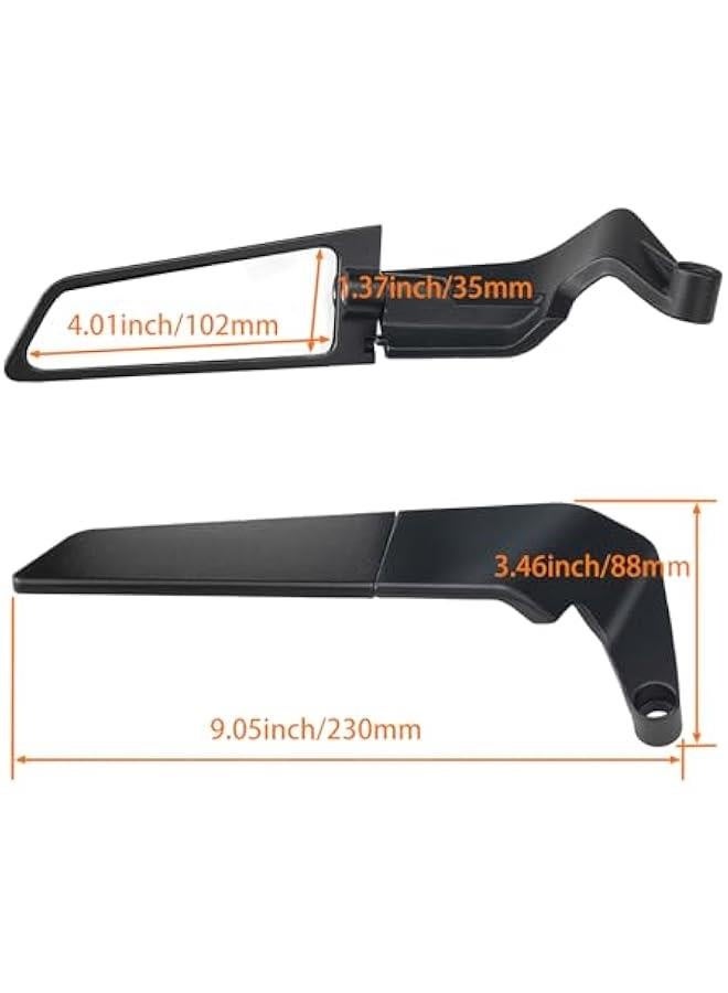 Motorcycle Mirrors Universal 10MM and 8MM Stealth Mirrors Motorcycle Wind Wing Side Mirrors Rotating Rear View Mirror Compatible with Duke 390 250 Yamaha MT-07 Kawasaki Z400 Z650 Z900 Z1000 etc - Image 2