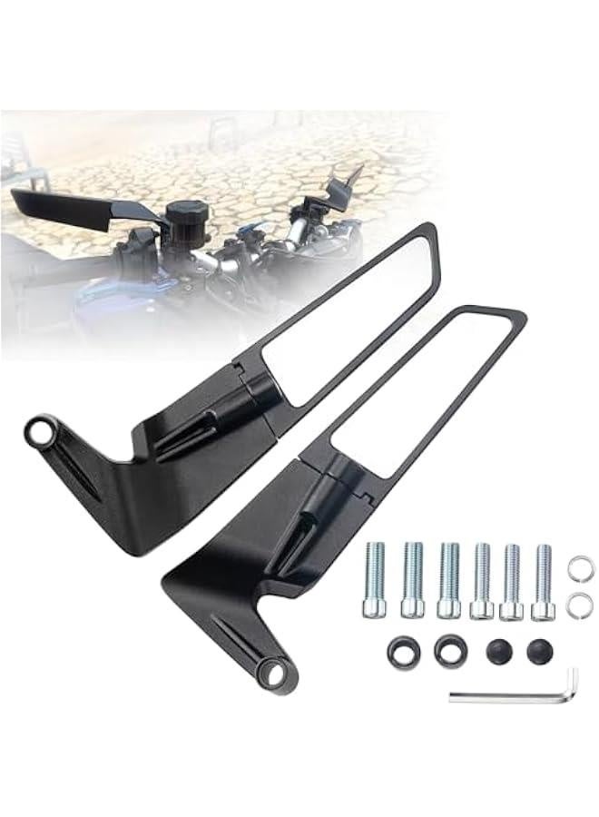 Motorcycle Mirrors Universal 10MM and 8MM Stealth Mirrors Motorcycle Wind Wing Side Mirrors Rotating Rear View Mirror Compatible with Duke 390 250 Yamaha MT-07 Kawasaki Z400 Z650 Z900 Z1000 etc - Image 1