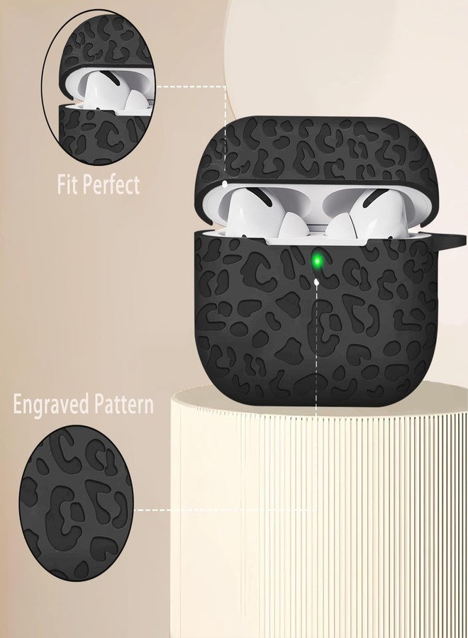 جراب Gawnock Fashion بنقشة جلد النمر، متوافق مع AirPods Pro 2 (إصدار 2022)، مصنوع من السيليكون الناعم، متوافق مع AirPods Pro الجيل الثاني، مزود بمؤشر LED أمامي مرئي، لون أسود - Image 2