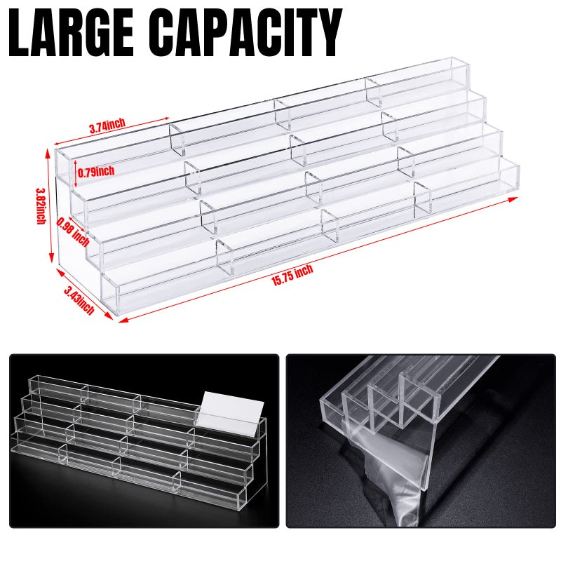 Hoteam Acrylic Business Card Holder for Desk Multiple 16 Slot 4 Tier Large Business Card Organizer Display Rack Clear Plastic Holder Stand for Home(1 Pcs) - Image 2