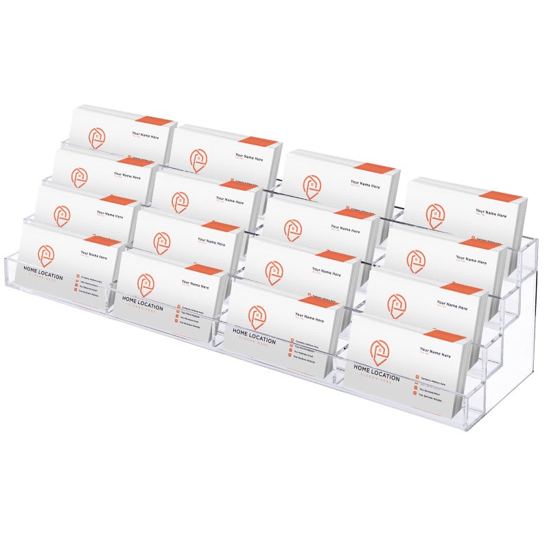 Hoteam Acrylic Business Card Holder for Desk Multiple 16 Slot 4 Tier Large Business Card Organizer Display Rack Clear Plastic Holder Stand for Home(1 Pcs) - Image 1