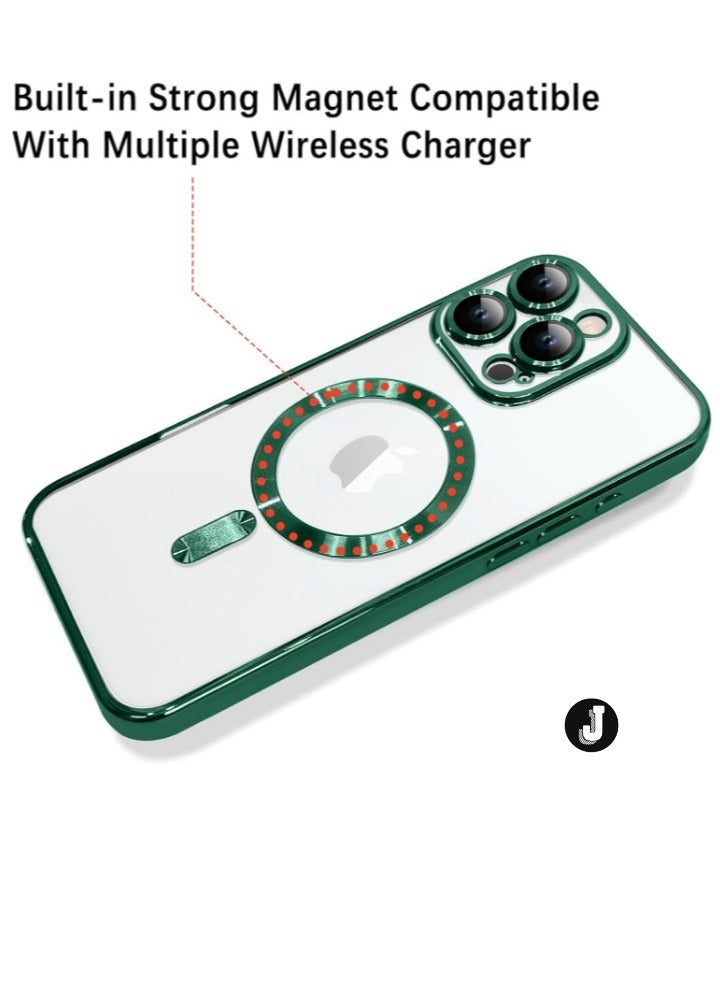 JAJEEK "iPhone 16 Pro Magnetic Case with Built-in Camera Lens Protector – MagSafe Compatible, Soft TPU Anti-Scratch Shockproof Slim Clear Cover for Men & Women (Green)" - Image 2