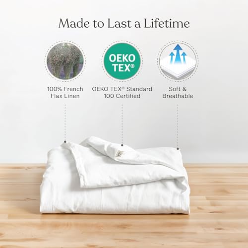 Baloo 100% French Linen Duvet Cover for Weighted Blanket (White - 60"x80" - Full/Queen Size) | Cooling, Soft & Durable | Machine Washable & Dryer Safe | Oeko-TEX® Standard 100 Certified - Image 3
