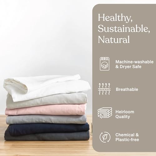 Baloo 100% French Linen Duvet Cover for Weighted Blanket (White - 60"x80" - Full/Queen Size) | Cooling, Soft & Durable | Machine Washable & Dryer Safe | Oeko-TEX® Standard 100 Certified - Image 2