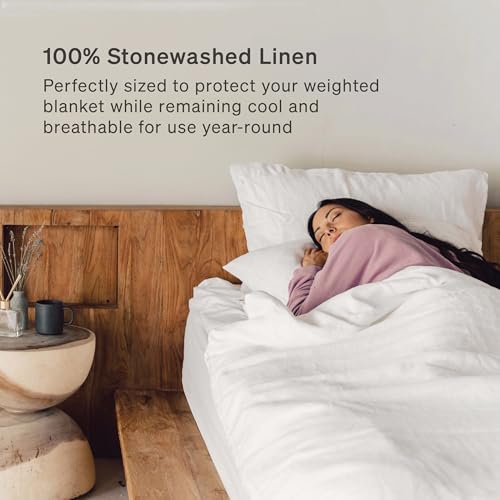Baloo 100% French Linen Duvet Cover for Weighted Blanket (White - 60"x80" - Full/Queen Size) | Cooling, Soft & Durable | Machine Washable & Dryer Safe | Oeko-TEX® Standard 100 Certified - Image 5