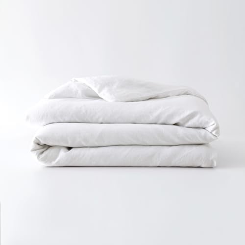 Baloo 100% French Linen Duvet Cover for Weighted Blanket (White - 60"x80" - Full/Queen Size) | Cooling, Soft & Durable | Machine Washable & Dryer Safe | Oeko-TEX® Standard 100 Certified - Image 1