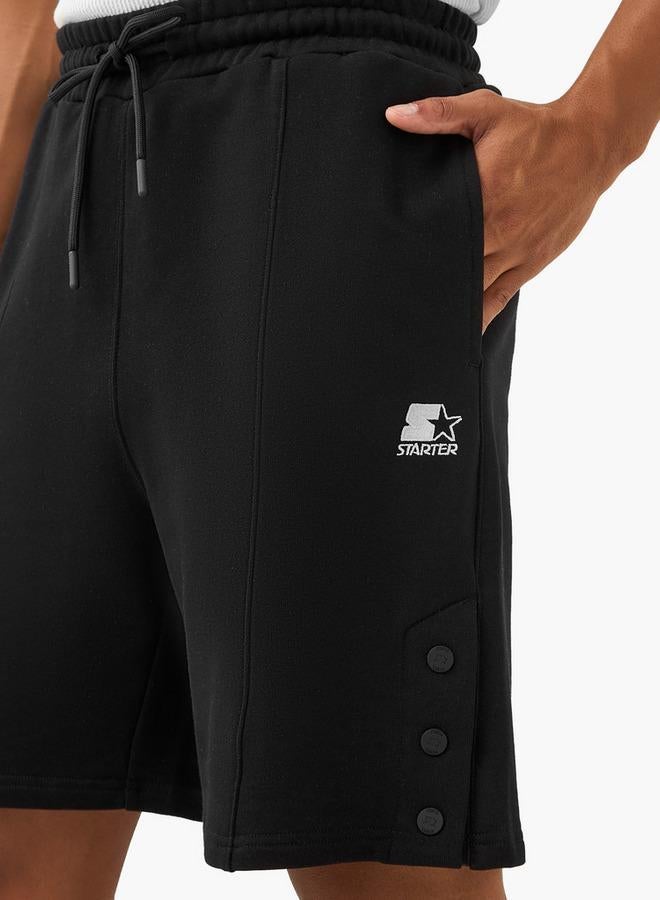 Starter Button Detail Shorts with Drawstring Closure and Pockets - Image 4