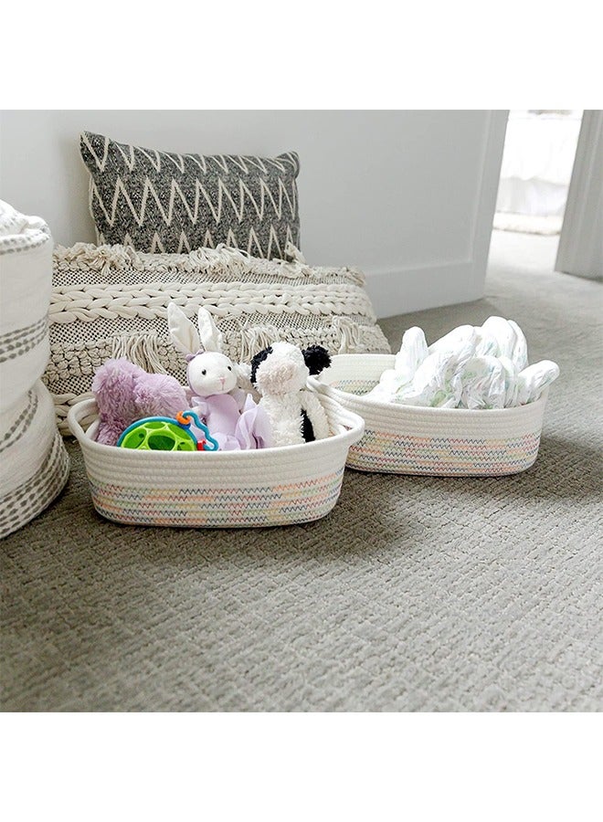 Rectangular Storage Basket-5-Piece Natural Cotton Rope Woven Organizer Basket, Dog Toy Basket, Cat Toy Box, Bathroom Organizer - Image 4